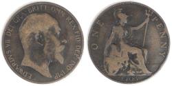 World Coins - GREAT BRITAIN, Edward VII, 1905 Penny, Fine