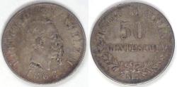 World Coins - ITALY - Kingdom, Vittorio Emmanuel II, 1863 N, 50 Centesimi, Extra Fine