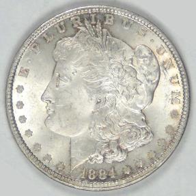US Coins - 1884 Morgan Dollar, MS-63