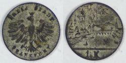 World Coins - GERMANY - Free City of Frankfurt, 1839 Kreuzer, Extra Fine