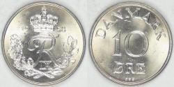 World Coins - DENMARK, Frederik IX, 1958 (h), 10 Øre, Gem BU