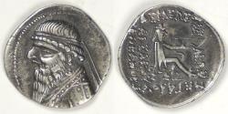 Ancient Coins - PARTHIAN KINGDOM, Mithradates II (121-91 BC), AR Drachm, Extra Fine