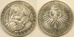 World Coins - GERMANY - Federal Republic, 1968 D, 5 Mark, Gem BU
