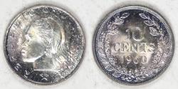 World Coins - LIBERIA - Republic, 1960, 10 Cents, Gem BU color