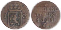 World Coins - NETHERLANDS EAST INDIES - Island of Sumatra, 1838 J Cent / Duit, Fine