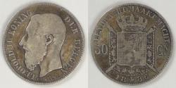 World Coins - BELGIUM, Léopold II, 1866, 50 Centimes, Very Fine
