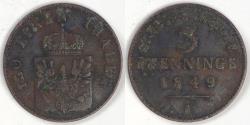 World Coins - GERMANY - Prussia, Friedrich Wilhelm IV, 1849 A, 3 Pfennige, Very Fine