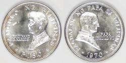 World Coins - PHILIPPINES - Republic, 1970 2-Coin Piso Set (Papal Visit), Choice BU / Choice Proof