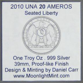 US Coins - 2010 Una 20 Ameros Prototype Currency (Una Pattern) by Daniel Carr