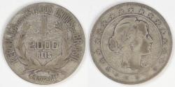 World Coins - BRAZIL - Republic, 1926, 2000 Réis, Fine / about VF