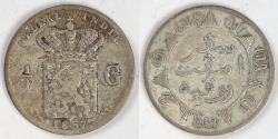 World Coins - NETHERLANDS EAST INDIES - Kingdom of Netherlands, William III, 1857, ¼ Gulden, Very Fine