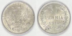 World Coins - FINLAND - Grand Duchy, Nicholas II, 1916 S, 50 Pennia, Choice Brilliant Uncirculated