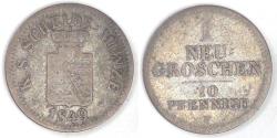 World Coins - GERMANY - Kingdom of Saxony, Friedrich August II, 1849 F, Neugroschen / 10 Pfennige, Fine