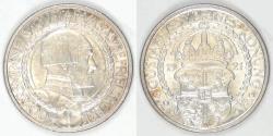 World Coins - SWEDEN, Gustaf V, 1921 W, 2 Kronor, Choice BU