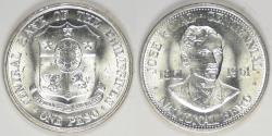World Coins - PHILIPPINES - Republic, 1961, Peso, Brilliant Uncirculated