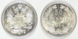 World Coins - FINLAND - Grand Duchy, Nicholas II, 1916 S, 50 Pennia, Choice Brilliant Uncirculated