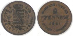 World Coins - GERMANY - Duchy of Saxe-Coburg and Gotha, Ernst I, 1841 G, 2 Pfennige, Extra Fine