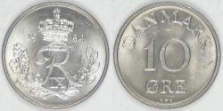 World Coins - DENMARK, Frederik IX, 1954 (h), 10 Øre, Choice BU