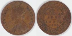 World Coins - INDIA - British Colony, Victoria, 1888 (C) ¼ Anna, EF / AU
