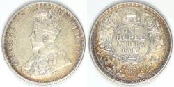 World Coins - INDIA - British Colony, George V, 1917 (c) Rupee, EF / AU