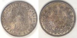 World Coins - NETHERLANDS, Wilhelmina, 1897, 25 Cents, Extra Fine