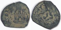 World Coins - SPAIN, Philip II, (1587-91) CI, 2 Maravedis, Fine