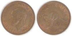 World Coins - AUSTRALIA - Commonwealth, George VI, 1942 I Penny, Almost Uncirculated
