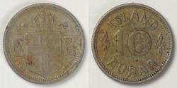 World Coins - ICELAND - Kingdom, Christian X, 1925 ♥HCN; GJ, 10 Aurar, Choice EF