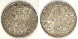 World Coins - GERMANY - Empire, 1914 D, Wilhelm II, Mark, Choice AU