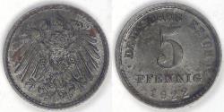 World Coins - GERMANY - Empire, Wilhelm II, 1922 E, 5 Pfennig, Brilliant Uncirculated