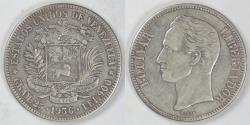 World Coins - VENEZUELA - Republic, 1936, 5 Bolivares, Extra Fine