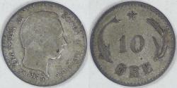 World Coins - DENMARK, Christian IX, 1875 (h) CS, 10 Øre, Choice Fine