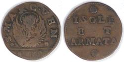World Coins - ITALY - Republic of Venice - Isole and Armata, ND (1686-1690) , 2 Soldi / Gazzetta, Fine / Very Fine