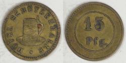 World Coins - GERMANY, Hôtel Schützenhalle, 20th Century 15 Pfennig token VF details