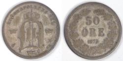 World Coins - SWEDEN, Oscar II, 1875, 50 Öre, Very Good