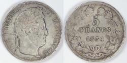 World Coins - FRANCE - 2nd Kingdom, Louis Philippe, 1834 BB 5 Francs, Very Fine