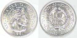 World Coins - URUGUAY - Republic, 1961, 10 Pesos, BU