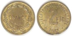 World Coins - FRANCE - Republic, 1944, 2 Francs, Choice AU