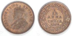 World Coins - INDIA - British Colony, George V, 1936, 1/12 Anna, AU / Uncirculated