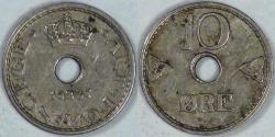 World Coins - NORWAY, Haakon VII, 1937, 10 Øre, Extra Fine