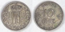 World Coins - NORWAY, Haakon VII, 1912, 10 Øre, Very Fine