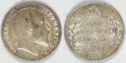 World Coins - INDIA - British, Edward VII, 1907 (c) Rupee, Choice Extra Fine