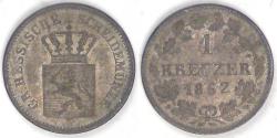World Coins - GERMANY - Hesse-Darmstadt, Ludwig III, 1862 Kreuzer, Extra Fine