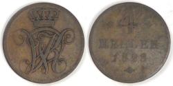 World Coins - GERMANY - Hesse-Cassel, Wilhelm II, 1828, 4 Heller, Fine / VG