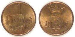World Coins - DANZIG - Free City, 1937 Pfennig, Brilliant Uncirculated RB