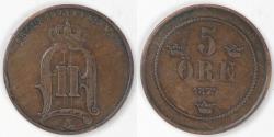 World Coins - SWEDEN, Oscar II, 1879, 5 Öre, Very Fine
