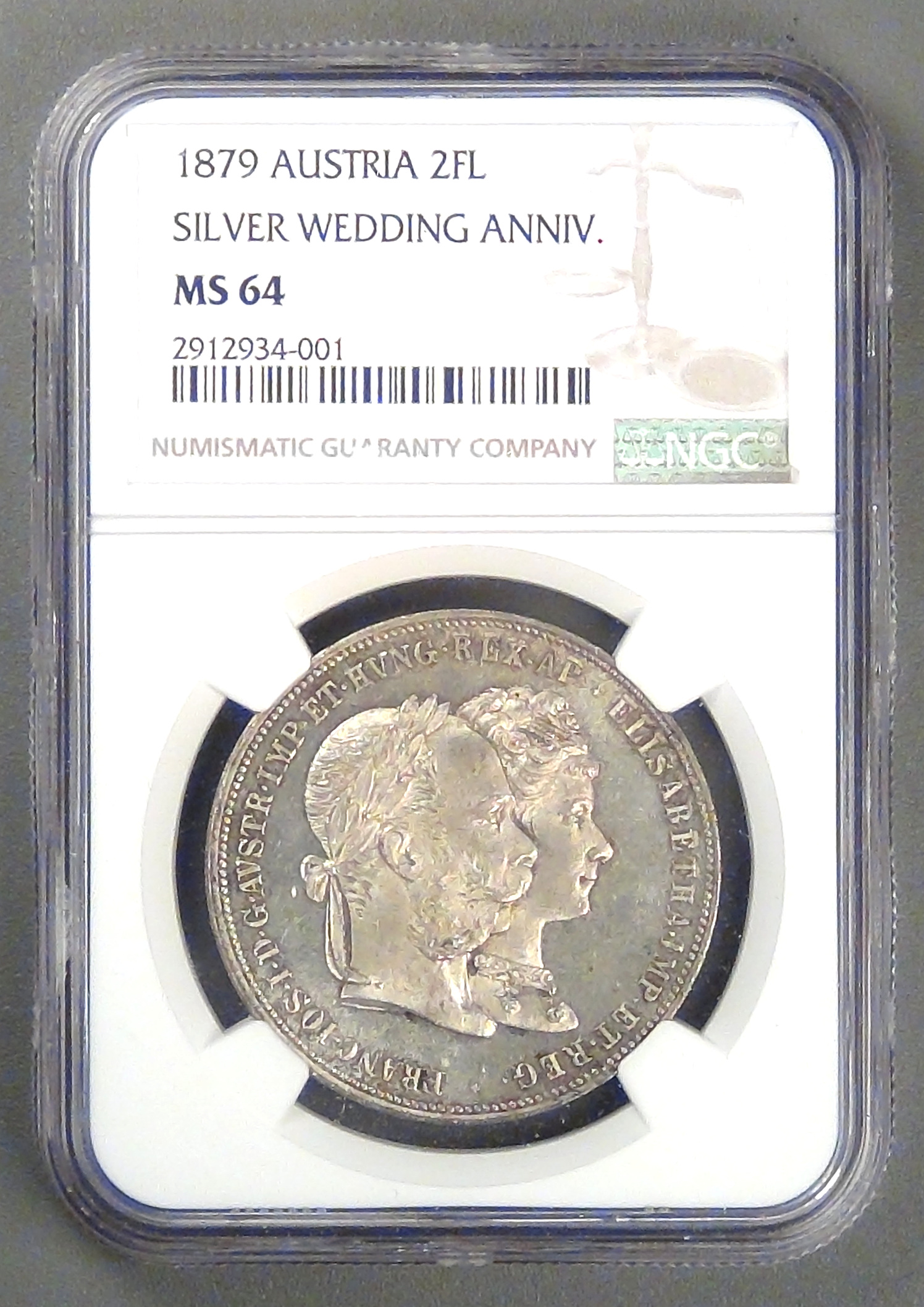 【希少 ピエフォー貨 2枚セット】 ネルソン トラファルガーの海戦 NGC AUSTRIA - Empire, Franz Joseph I, 1879, 2 Gulden (2 Florin),MS-64 NGC