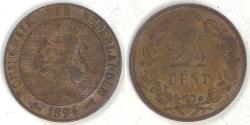 World Coins - NETHERLANDS, Wilhelmina, 1894, 2½ Cents, Almost Uncirculated