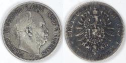 World Coins - GERMANY - Prussia, Wilhelm I, 1877 C, 2 Mark, about Very Fine