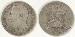 World Coins - BELGIUM, Leopold II, 1887 Franc, Very Fine
